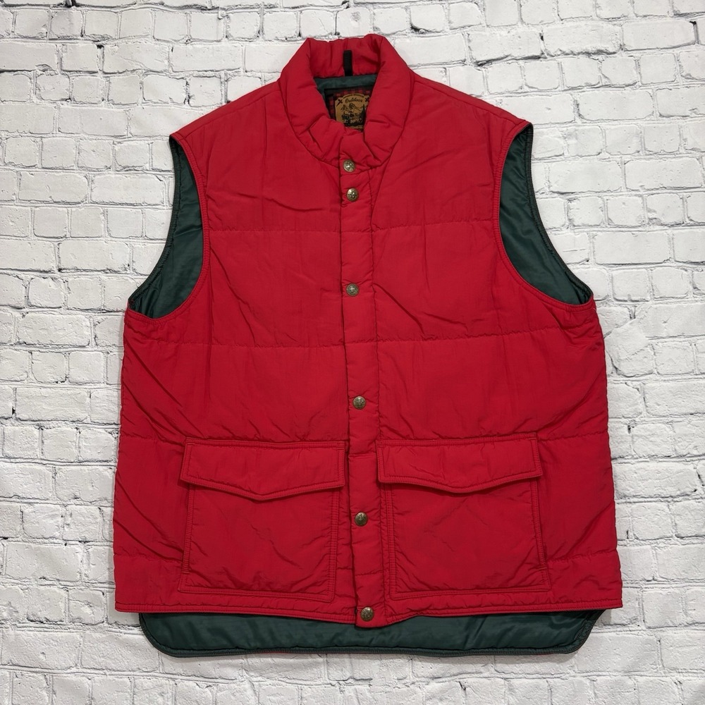 Vintage Woolrich Outdoor Primaloft Red Puffer Vest Men's Large Zip Snap USA